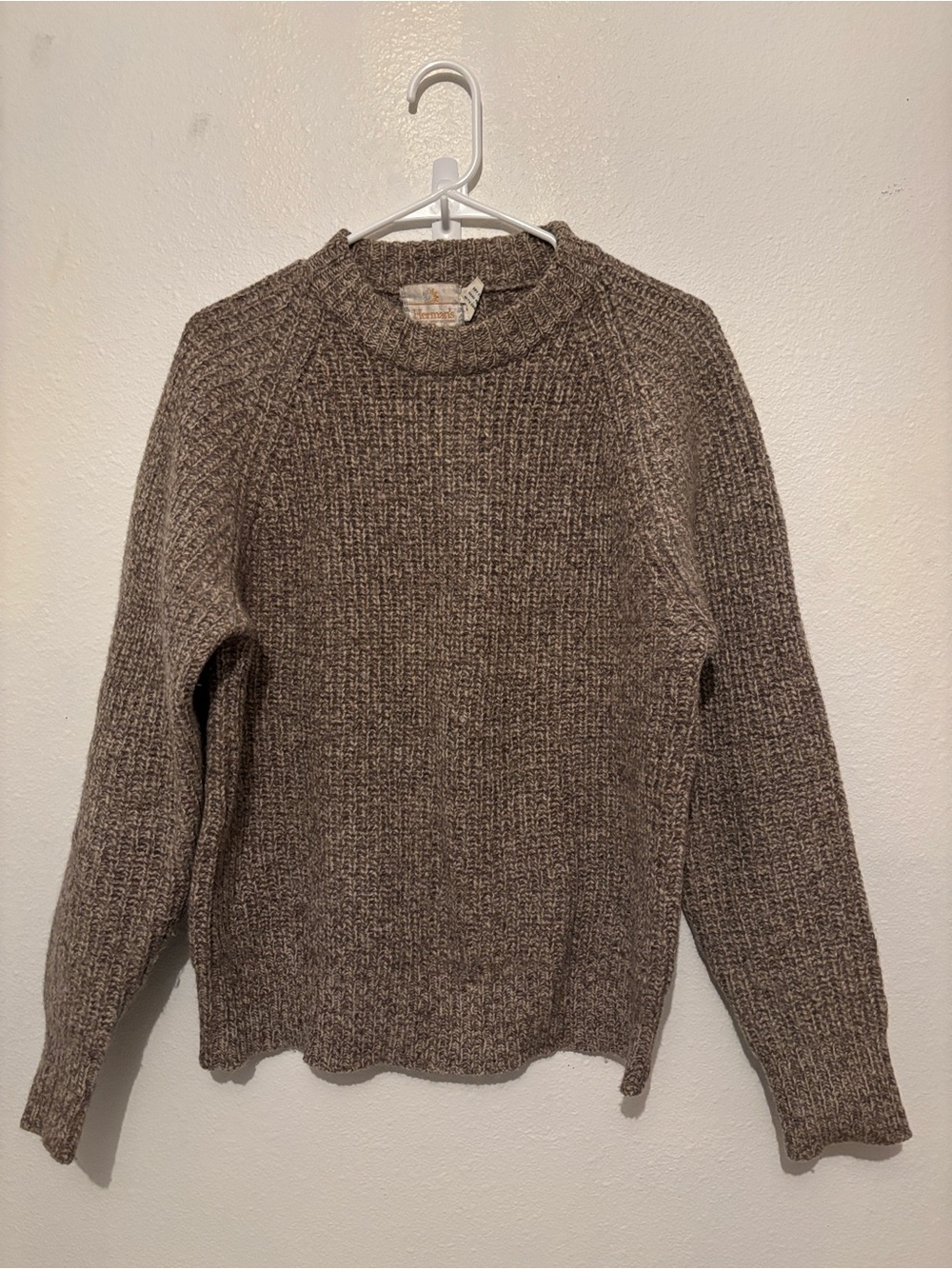 Vintage Wool Men's Crewneck Sweater in Heather Brown -298sku
